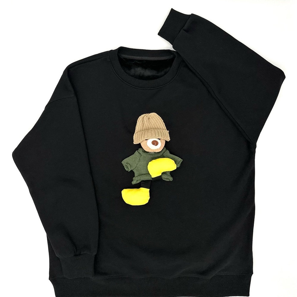 Sweatshirt Bear Hat One Size Black Cute Valentine Day New Gift